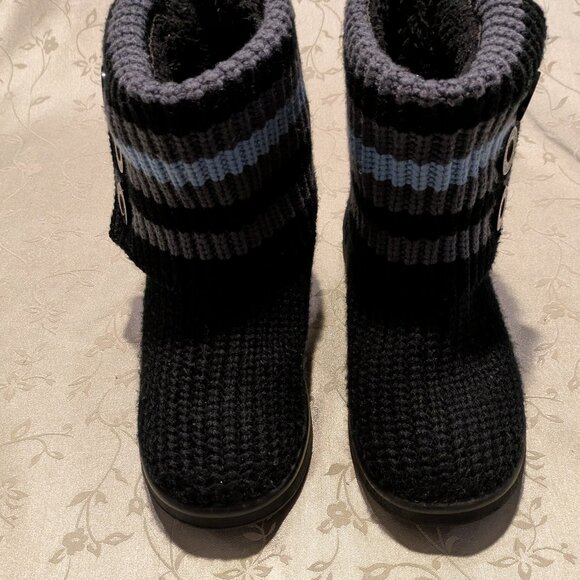 Roxy knit women's blk/multi trim sweater ankle/mid calf boots, size 7 - Picture 2 of 5